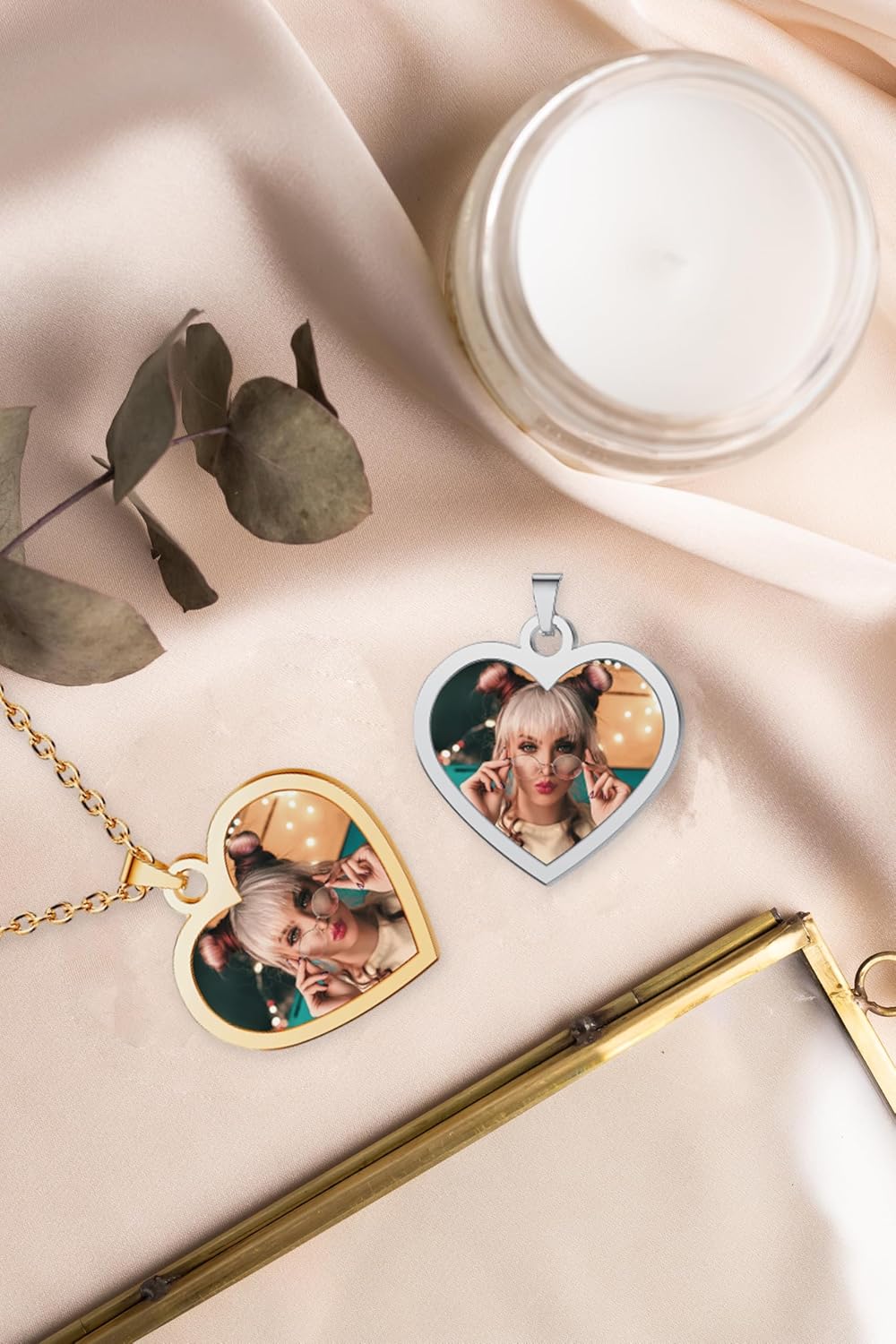 CharmSStory Personalized Photo Necklaces Custom Engraved Name Necklace Memory Keepsake Picture Necklace Pendant Customized Gifts for Women Men