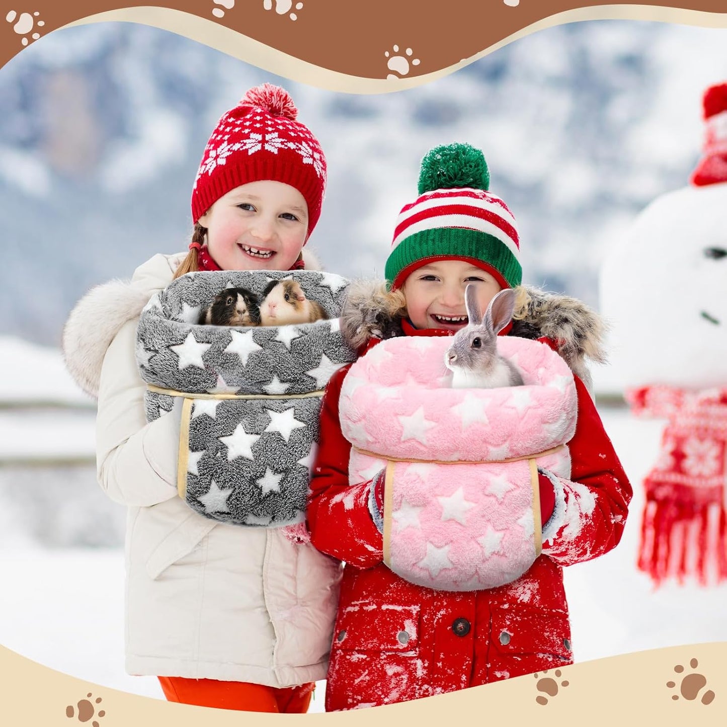 Wenqik 2 Pcs Guinea Pig Hideouts Washable Bunny Bedding Cuddle Warm Small Pet Sack Supplies Portable Pet Carrier Cage Nest Guinea Pig Accessories for Cage(Gray, Light Pink,Pentagram)