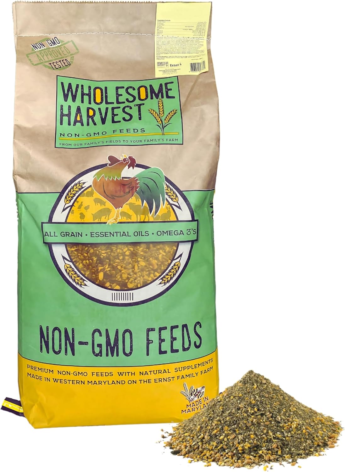 Corn & Soy-Free Chick Starter Feed - All Grain & Non-GMO Chick Food Starter with Omega 3 - Chicken Feed for Growing Healthy Chicks with High-Protein 22% and Probiotics - 40 Lb