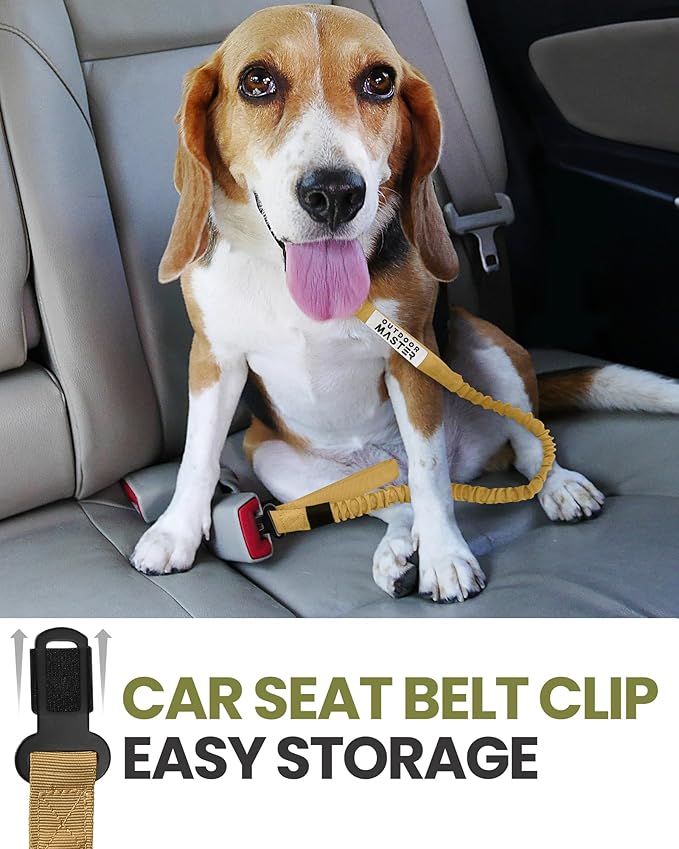 OutdoorMaster Bungee Dog Leash, Heavy Duty Dog Leash with Shock Absorption, 2 Padded Handles Training Leash, Improved Dog Safety and Comfort - Brown Upgraded, 6 FT