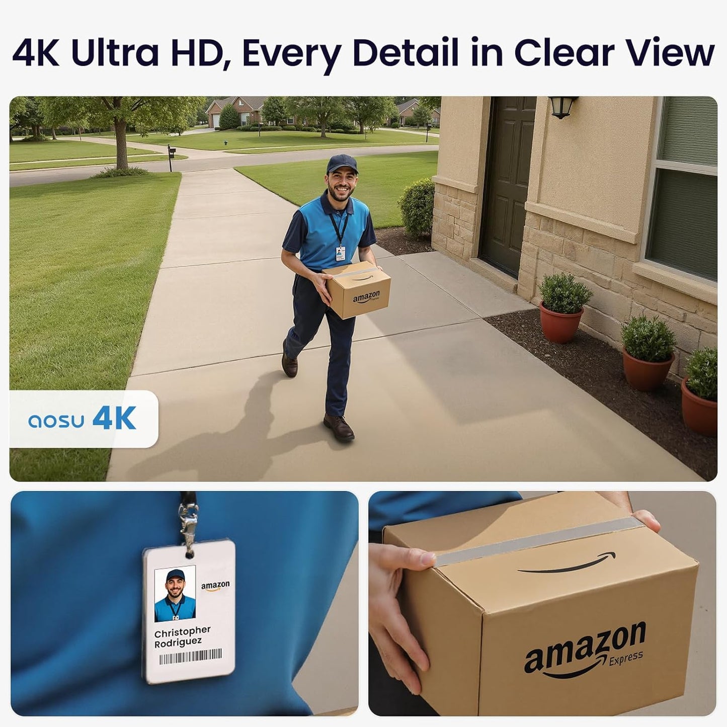 AOSU 4K Security Cameras Wireless Outdoor System, 4-Cam Kit with HomeCortex AI, Face Recognition & Behavior Detection, Dual Solar Power, Expandable Up to 16TB, No Monthly Fees for Home Surveillance