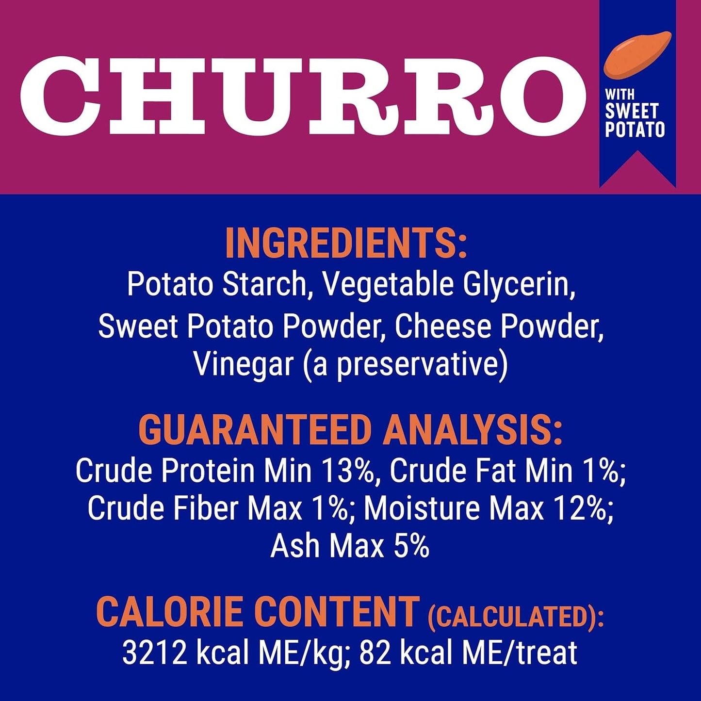 CHURRO Himalayan Cheese Treat Tub | Sweet Potato Churro | Lactose Free - Gluten Free - Grain Free | USA Made | for All Breeds | 11-13 Churros | Real Sweet Potato and Himalayan Cheese