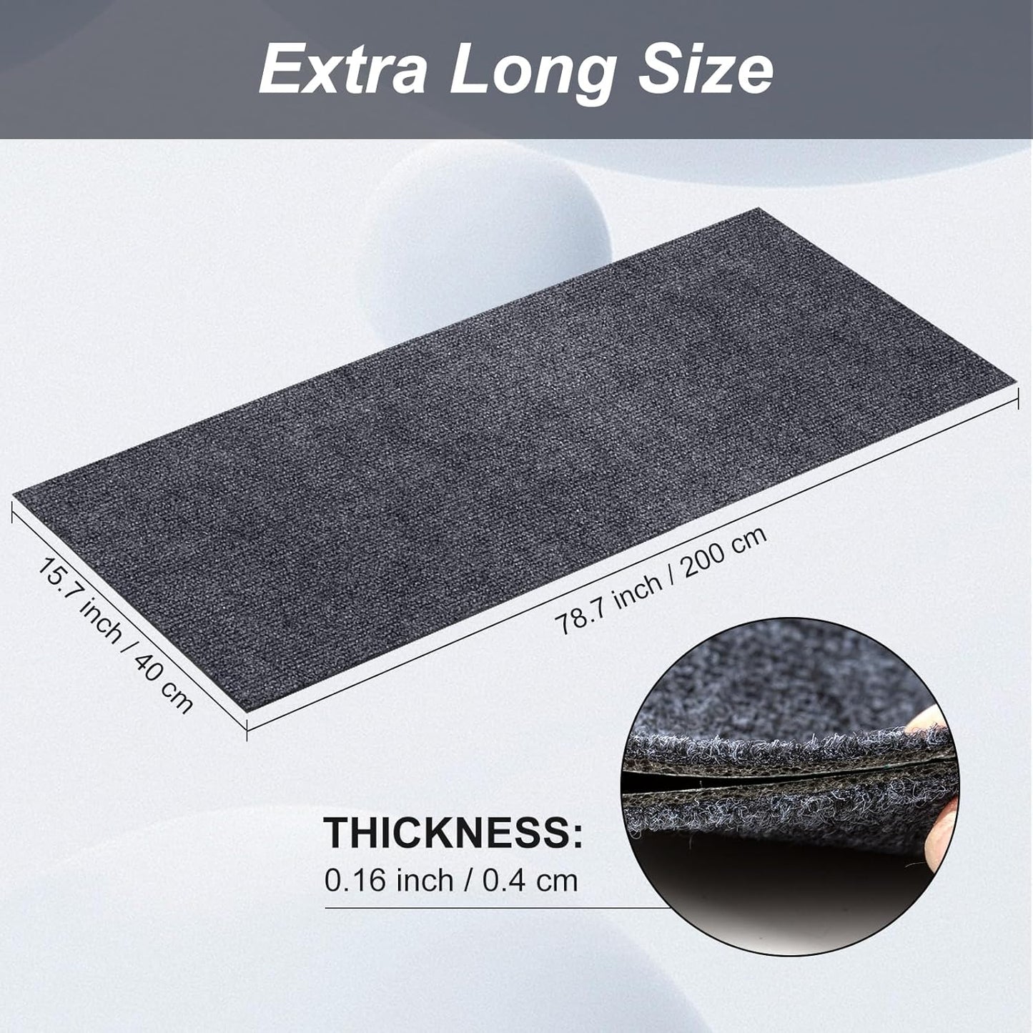 Cat Scratch Furniture Protector 78.7"X15.7", Scratching Mat for Counch, Sofa, Wall, Tower, Self-Adhesive DIY Anti Scratch Edge Sticky Pet Pads, Trimmable Carpet Replacement - Dark Grey