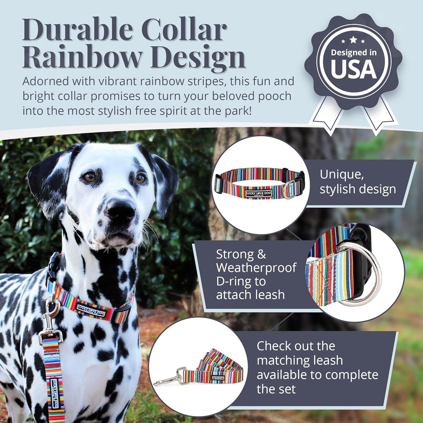 Lucky Love Dog - Adjustable Dog Collar with Easy Click Buckle for Small to Large Ones, Durable, & Comfortable for Male & Female Dogs, Pet Collar for Puppies & Adult Dogs - Hippie, Small