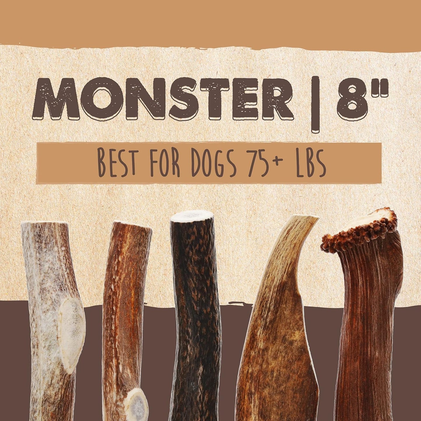 Mighty Paw Split Elk Antlers for Dogs (Sourced in The USA) | 1 Whole Monster 8"+ Long Lasting Bones for Aggressive Chewers - Naturally Shed Split Deer Antler for Dogs - Low Odor Chews (Pack of 1)