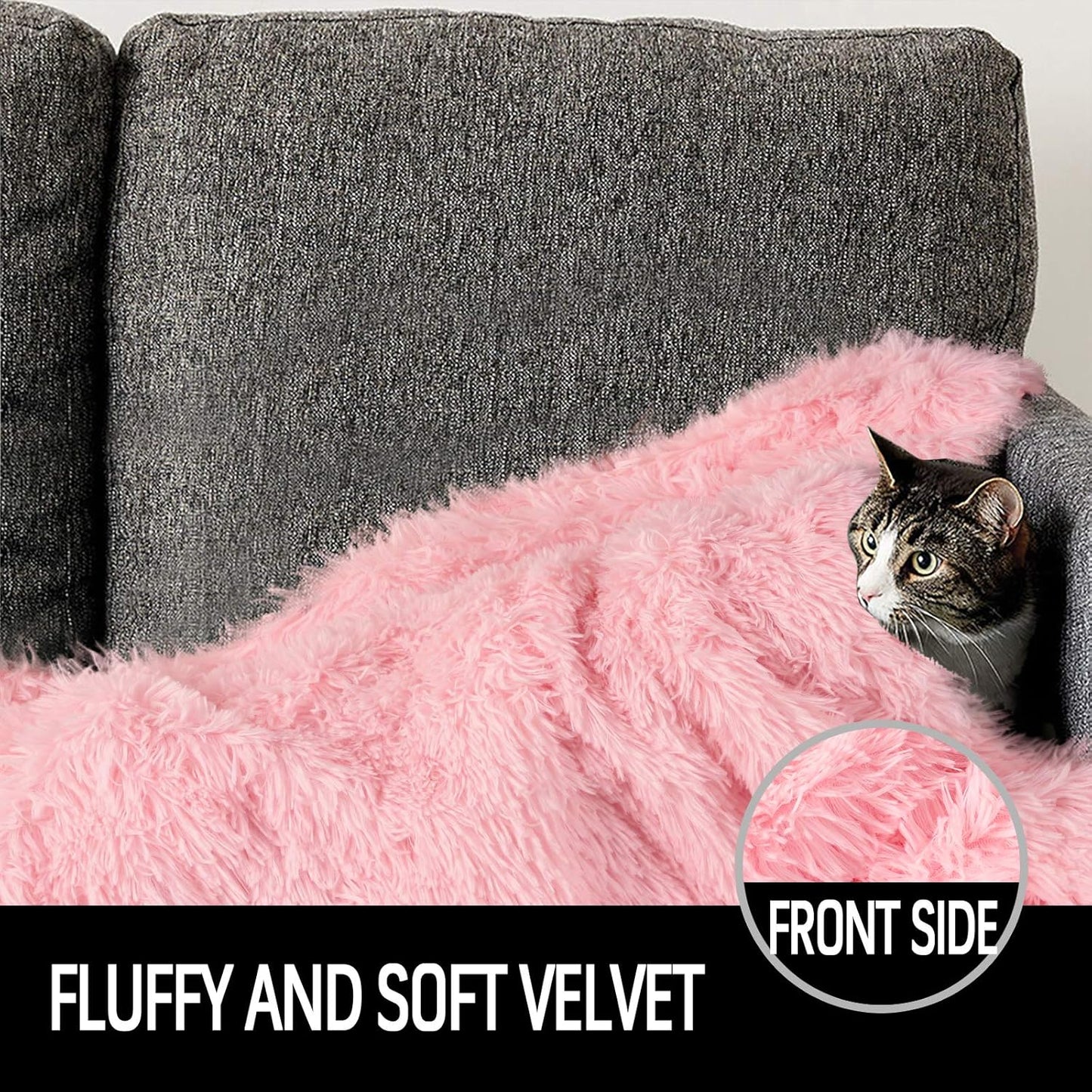 LOCHAS Luxury Fluffy Dog Blanket, Extra Soft and Warm Sherpa Fleece Pet Blankets for Dogs Cats, Plush Furry Faux Fur Puppy Throw Cover, 40''x60'' Pink
