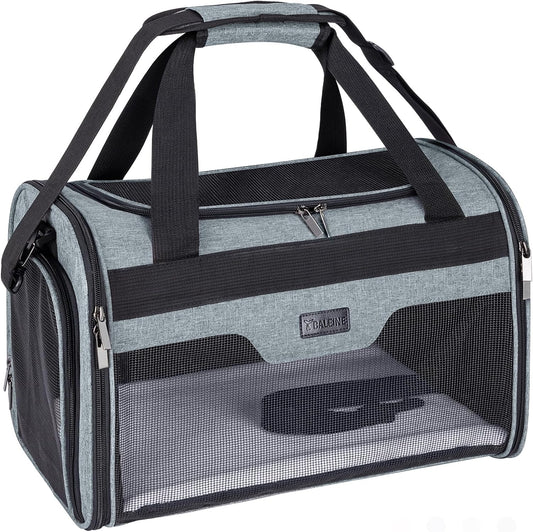 BALEINE Cat Carrier, Puppy Dog Carrier for Small Medium Pets Up to 22 Lbs, Soft-Sided Dog Travel Bag with Safety Zippers, Collapsible Pet Carrying Case (Gray, XL, 19"x12"x12")