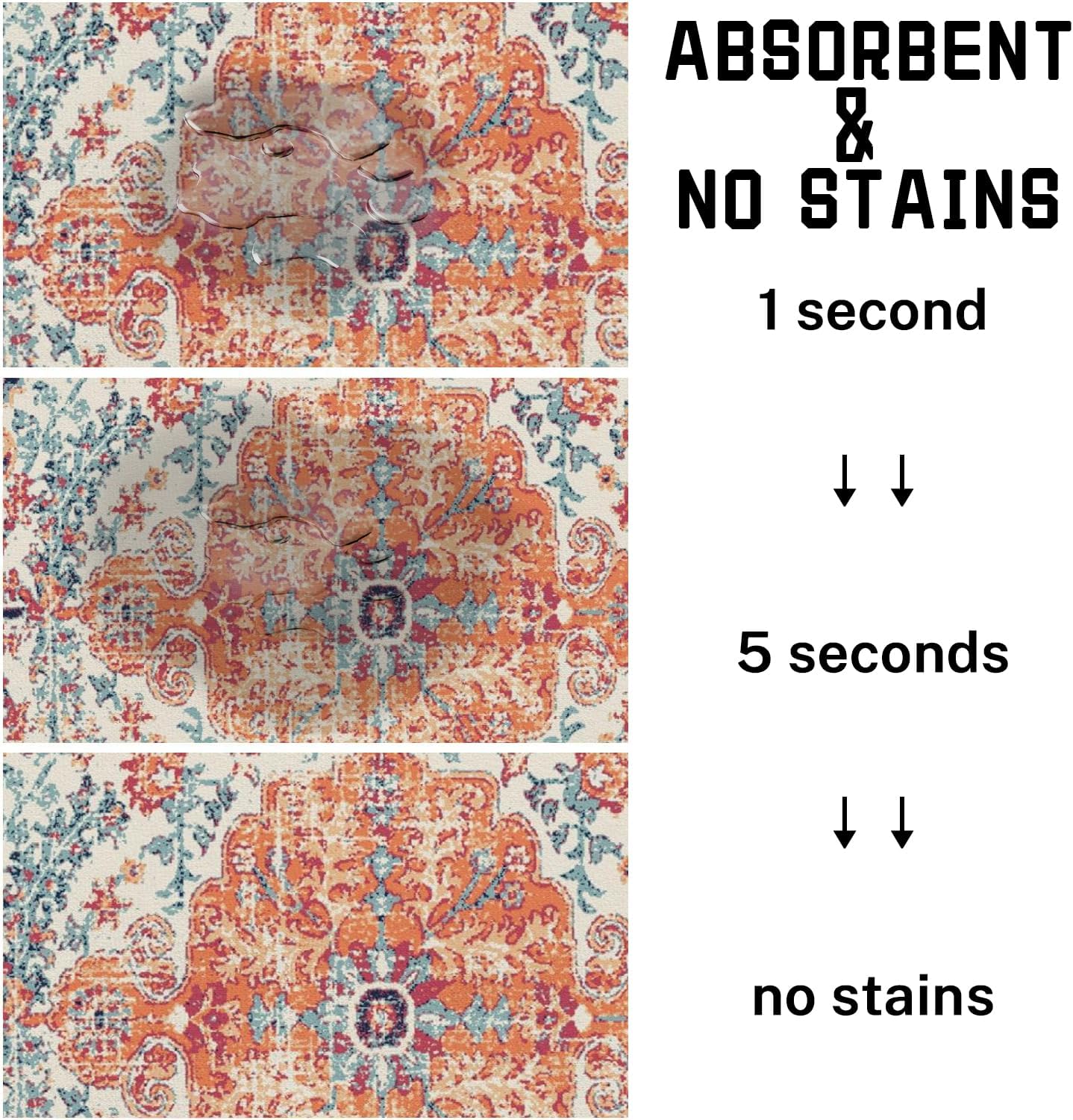 Absorbent Pet Dog Bowl Mat for Food and Water, Pet Cat Food Feeding Mat with Non Slip Rubber Backing, Dog Food Mats for Floors Waterproof, 16"x24"