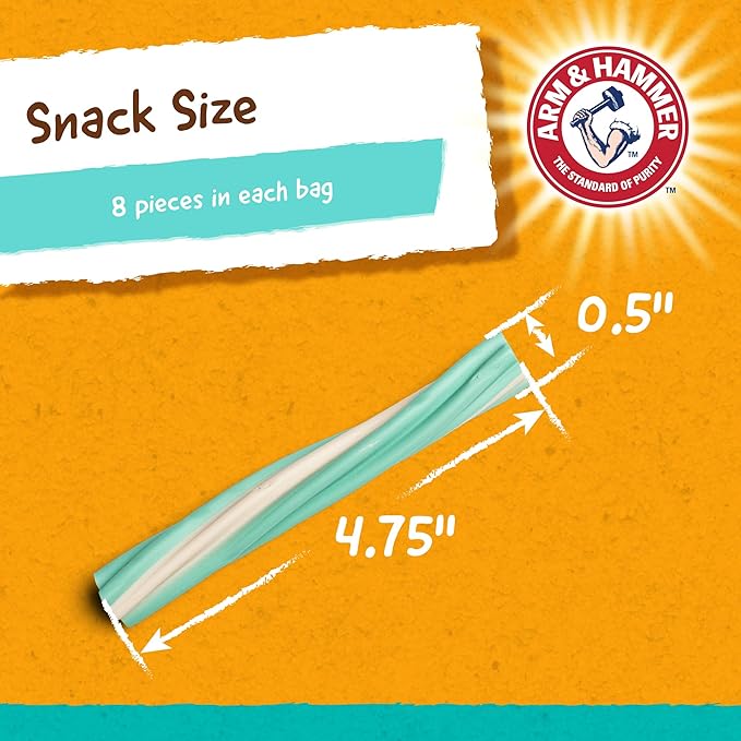 Arm & Hammer for Pets Smoothies Dental Treats for Dogs with Baking Soda and Calcium, Treat Chews Help Fight Bad Breath, Plaque & Tartar without Brushing, Mint Flavor, 8 Pcs (Packaging may vary)