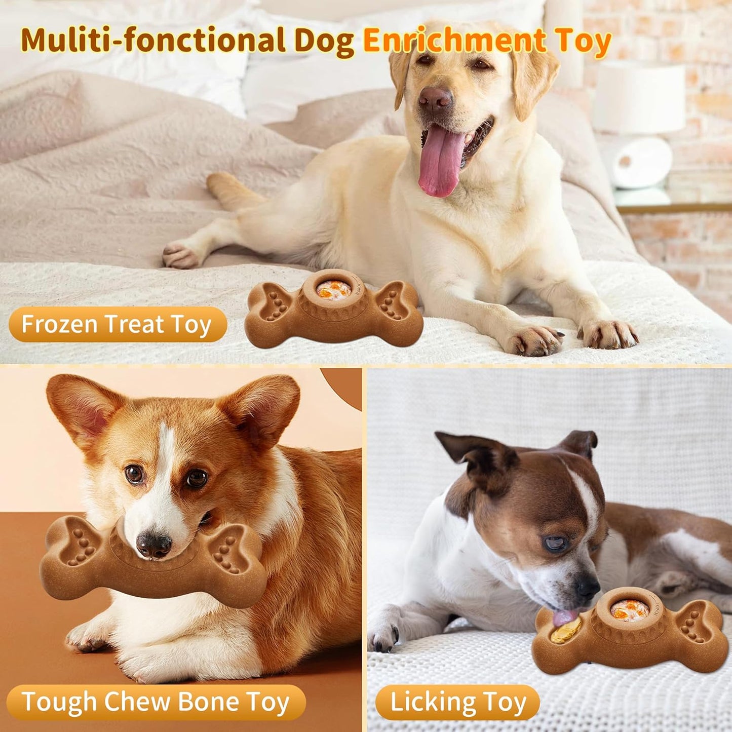 Dog Chew Toys for Aggressive Chewers, Frozen Dog Toy to Keep Them Busy, Indestructible Dog Toy for Large Medium Small Breed, Chew Toys for Dogs Reduces Anxiety & Solve Boredom