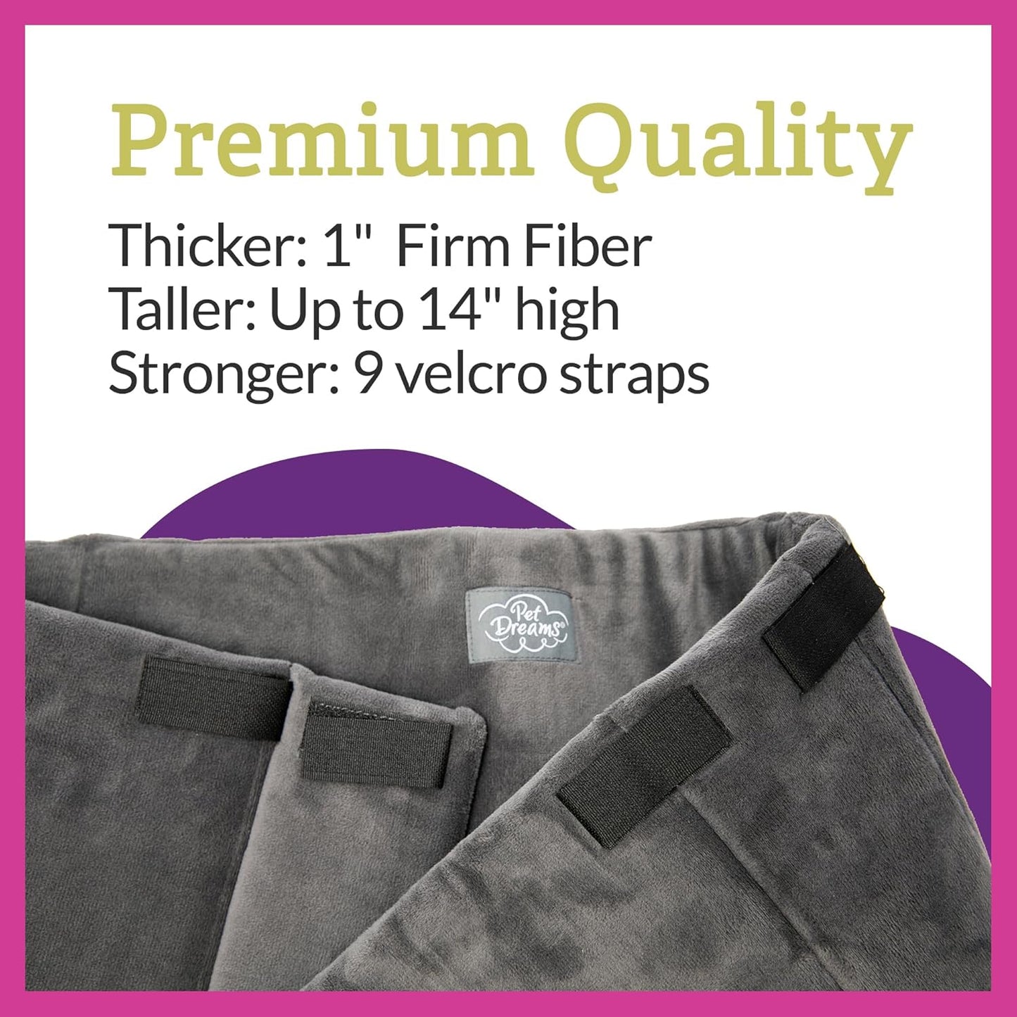 Pet Dreams Dog Crate Bumper & Mat Set- Comfy Liner & Dog Tail Protector for Inside Crate, fits iCrate Cages 18, 24, 30, 36, 42, 48 Inches (Pink, X-Small, 18“)