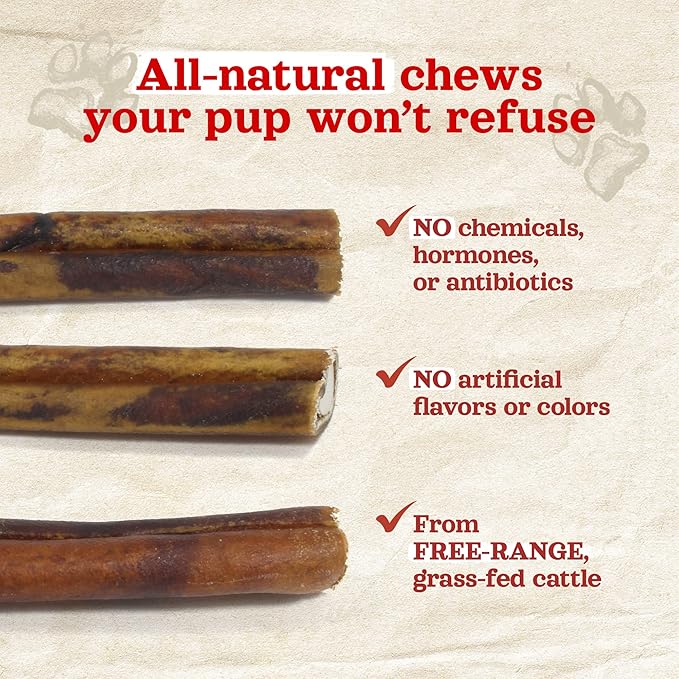 Natural Farm Bully Sticks Stuffed Collagen Sticks for Dogs (6 Inch, 15-Pack), Rawhide-Free Collagen Sticks, Natural Dog Chews, Long Lasting, for Small, Medium and Large Dogs, Great Rawhide Alternative