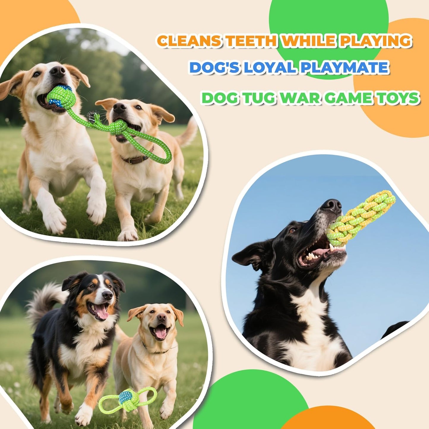 7 Pack Dog Rope Toys, Interactive Tough Chew Toys for Small and Medium Dogs, Clean Teeth and Relieve Boredom, Tug of War, Aggressive Chewers, Cotton Rope Knot Puppy Dental Toy