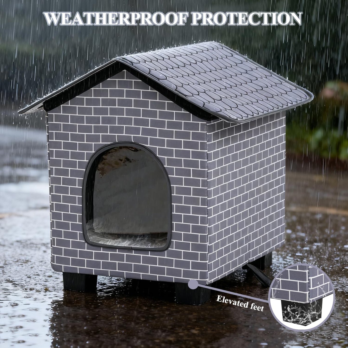 Kilodor Heated Outdoor Cat House, Insulated Elevated Cat House Weatherproof for Outside, Cat Shelter with Heated Pad for Outdoor/Indoor Cat in Winter Grey (Grey, Medium)