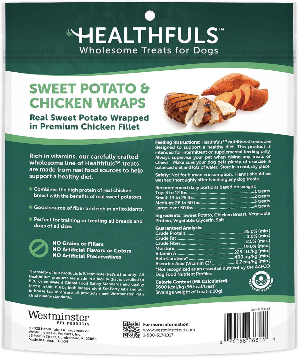 Healthfuls Chicken Wrapped Sweet Potato Dog Treats, 16oz