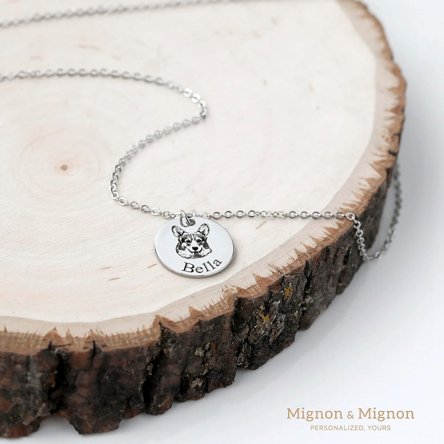 MignonandMignon Personalized Pet Portrait Necklace – Custom Jewelry Gift for Dog or Cat Lovers Unique Holiday Gifts for Her -LCN-AP