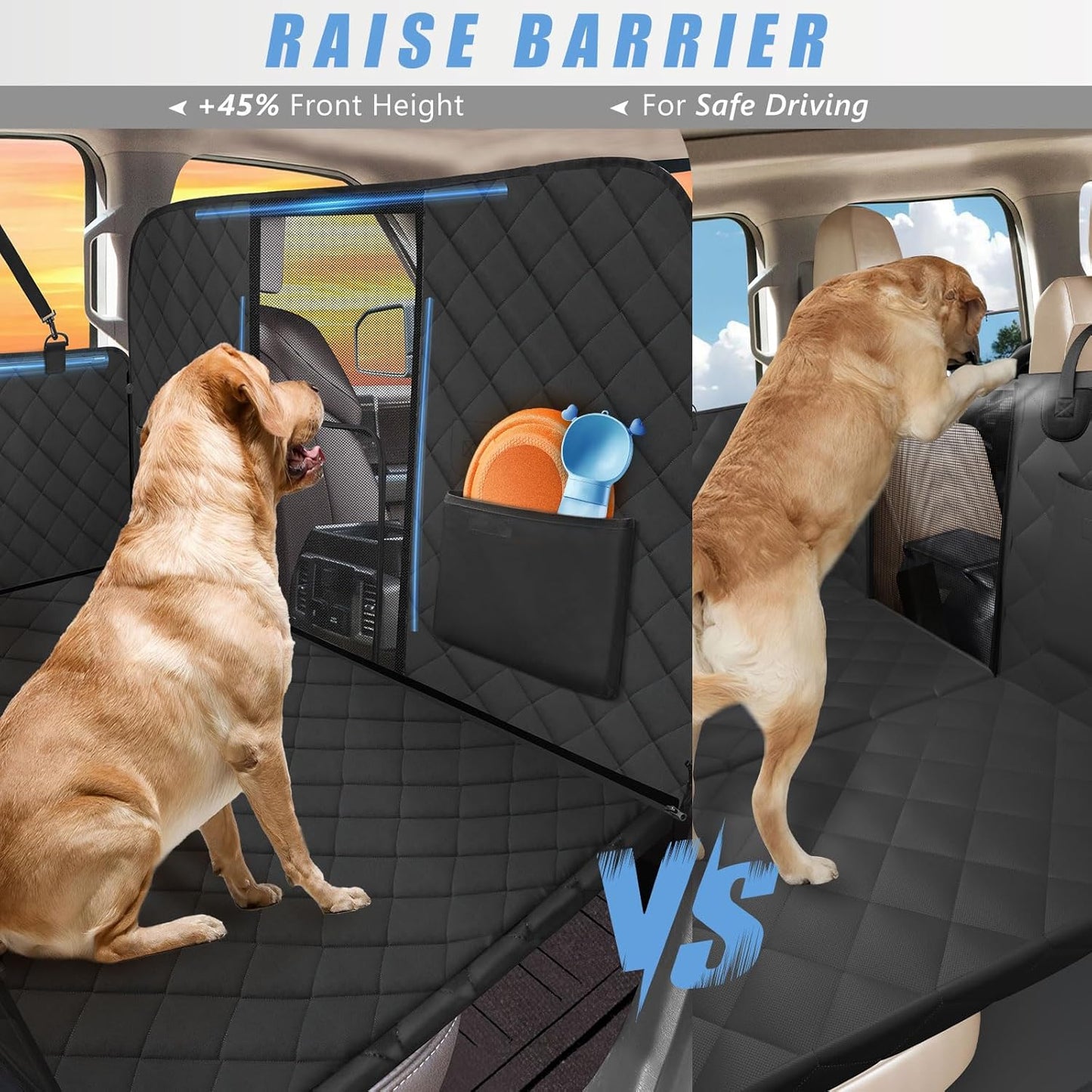 High Barrier Truck Back Seat Extender for Dogs, Hard Bottom Truck Dog Seat Cover Back Seat Holds 420lbs, Waterproof Pet Dog Hammock for Crew Cab Trucks F150, RAM1500, Sierra, Tundra, Silverado