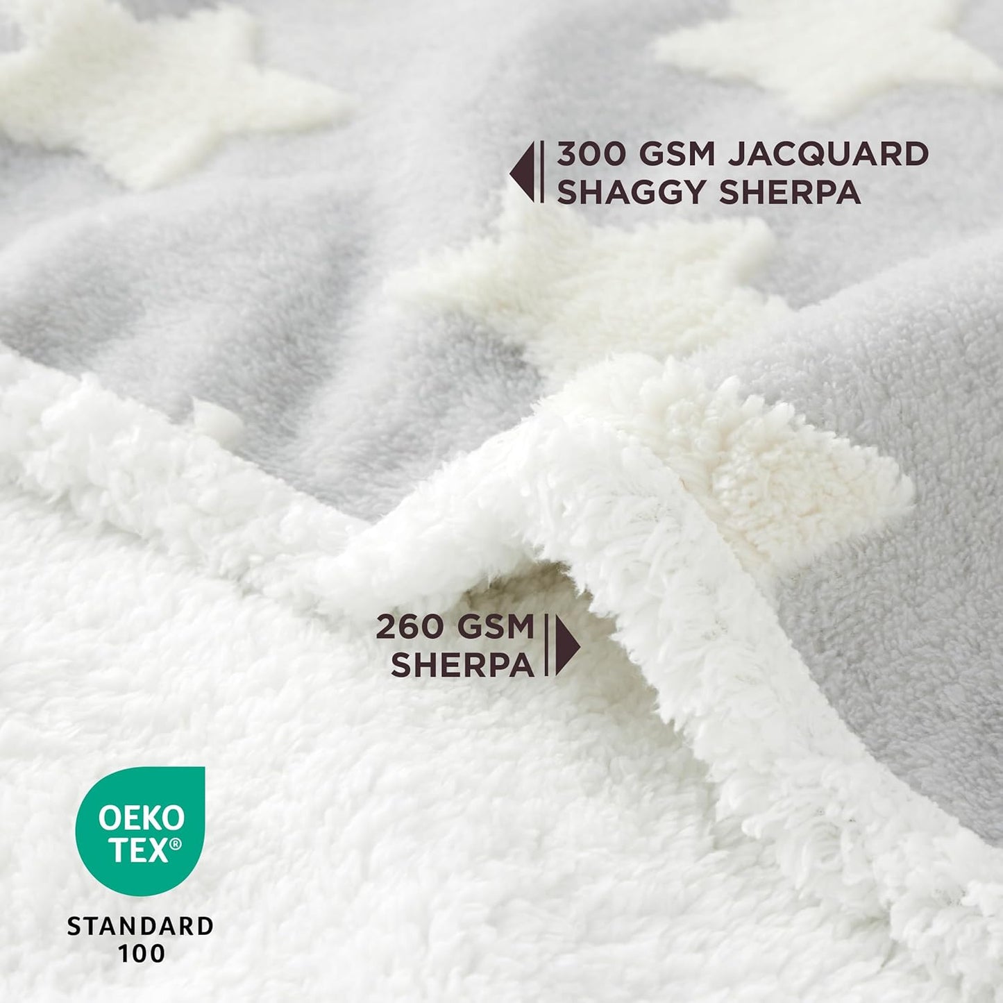 Lesure Waterproof Dog Blanket for Medium Dogs - Washable Double Sided Dog Blankets with Warm Jacquard Shag and Soft Sherpa Fleece, Pet Cat Blanket for Couch Protection, 3D Textured Star, Grey