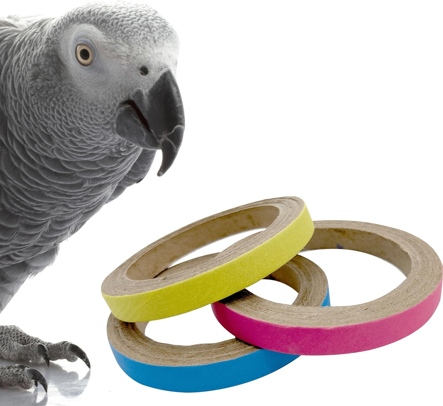 8013 Big 4 Inch Donuts Pk12 - Large Cardboard Chewable Donuts, Bright Outer Paper Strip, Many Shreddable Layers, Great Fun for Grabbing Feet and Biting Beaks, Ideal for Med and Large Size Pets