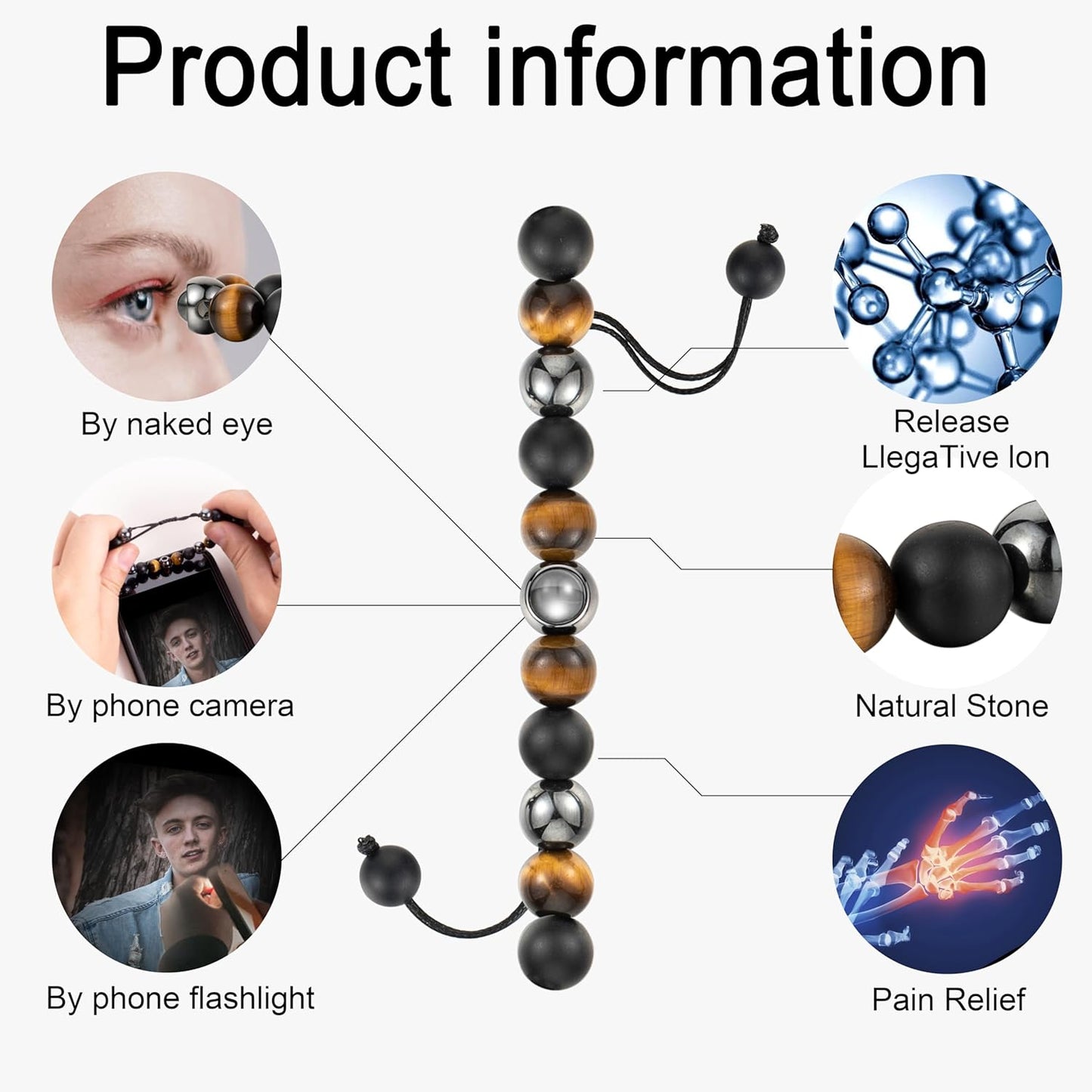 EMIRISTIC Custom Photo Bracelet - Personalized Picture Natural Stone Cuban Chain Bracelet - Any Special Day Gifts