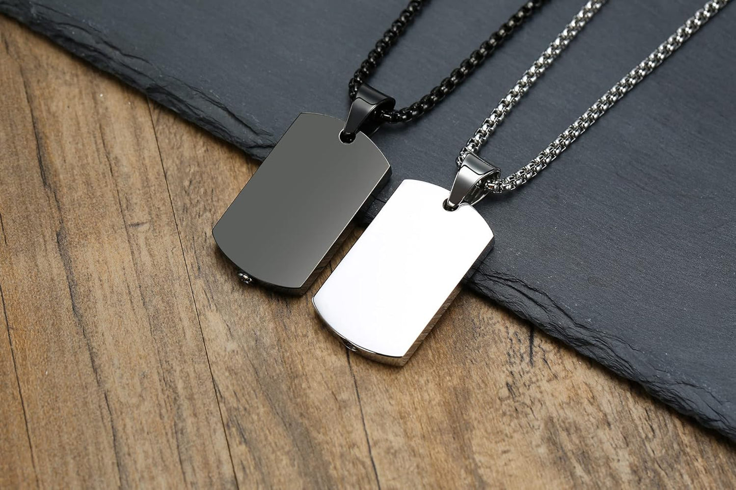 VNOX Personalized Customizable Photo Text Cremation Urn Necklace for Ashes Holder Dog Tag Pendant Family Pet Memorial Keepsake Jewelry for Men Women