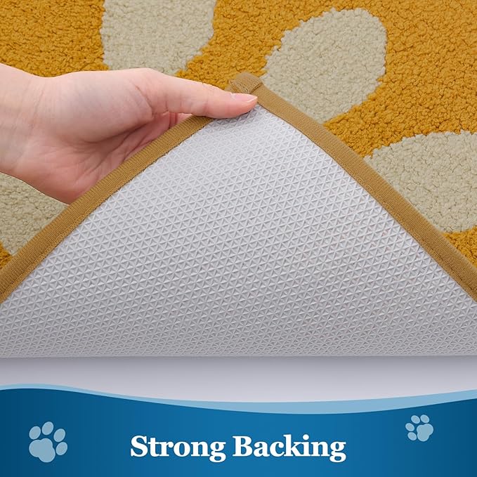 Buganda Dog Door Mat for Muddy Paws, Absorbent Dirt Trapper Washable Indoor Doormats, Non Slip Low-Profile Mud Mat for Dogs, Front Entrance Doormat for Inside Floor (40x32 Inches, Yellow)