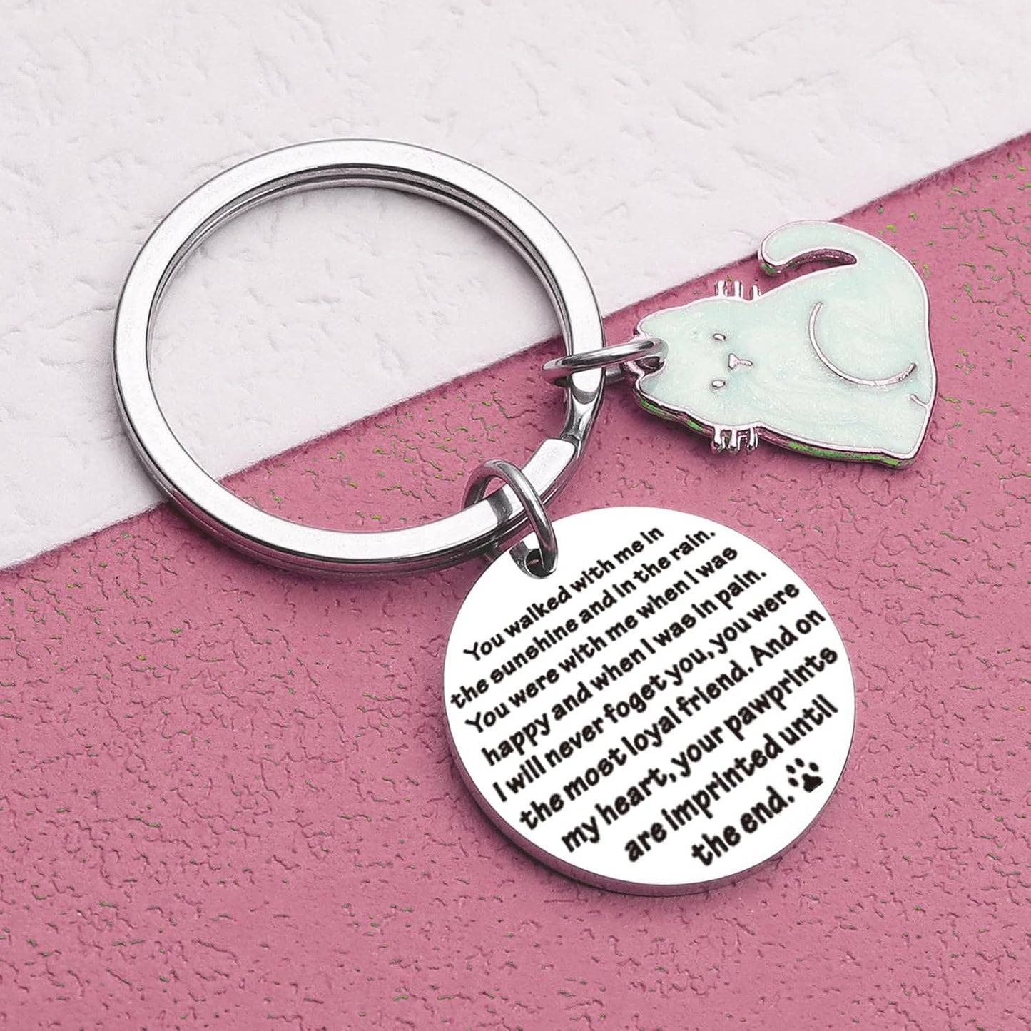 Cat Passing Away Keychain Cat Loss Gifts Pet Remembrance Keychain Loss of Cat Sympathy Keychain