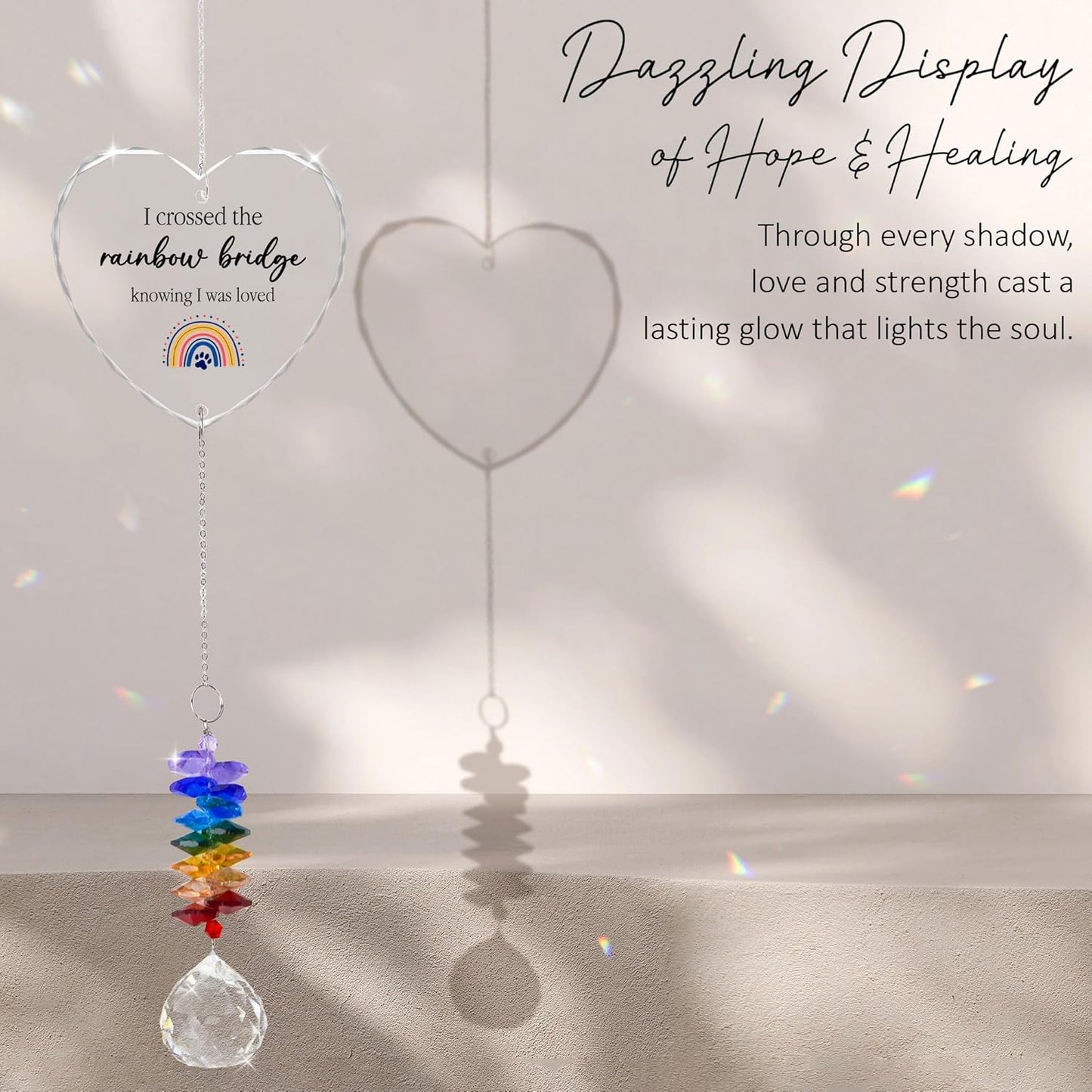 Pet Memorial Suncatcher Dog Cat Loss Sympathy Gift - Rainbow Crystal Prism - Bereavement Keepsake - Pet Lover Gift - Daily Remembrance Ornament