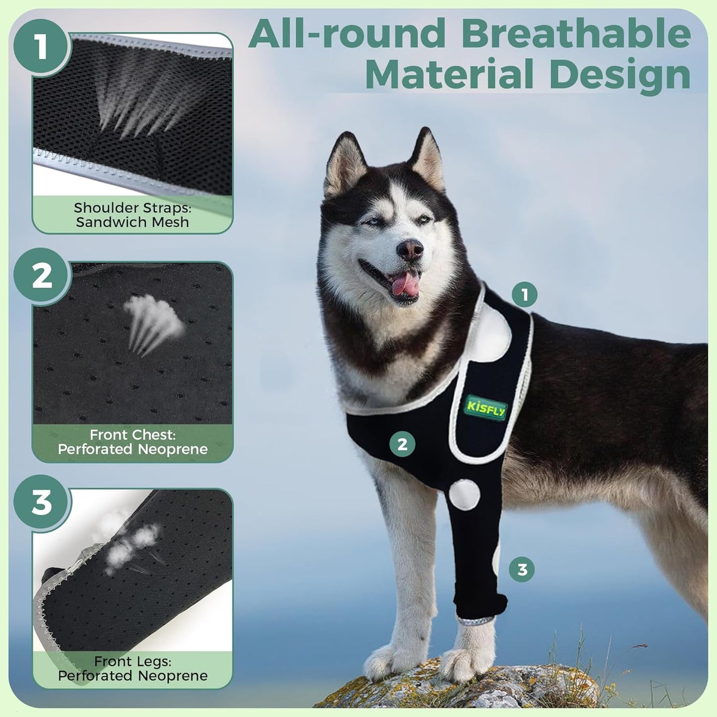 Dog Shoulder Brace Front Leg, Breathable and Abrasion Resistant Dogs Elbow Protectors, Prevents Elbow Hygroma, Dysplasia, Elbow Calluses, Pressure Sores and Licking Wounds- Left Leg M