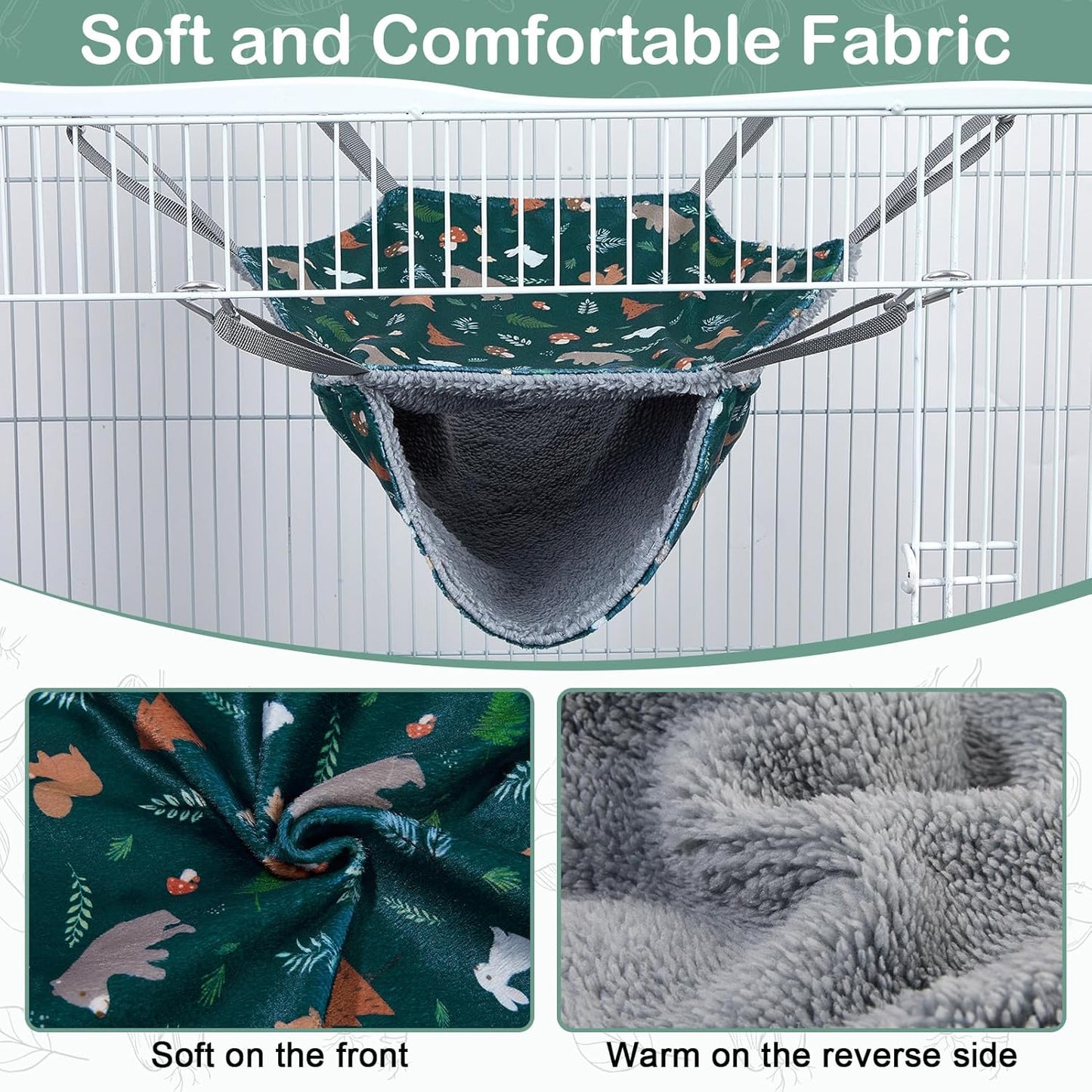 Bienbee 2 Pcs Ferret Rat Hammock Set for Cage Washable Guinea Pig Hideout Bed Soft Small Animal Hammock Tunnel Toys Ferret Cage Accessories for Hedgehog Sugar Glider Squirrel Hamster