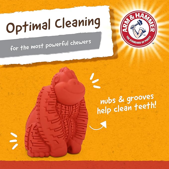 Arm & Hammer for Pets Super Treadz Mini Gorilla Dental Chew Toy for Dogs Dog Dental Chew Toys Reduce Plaque & Tartar Buildup Without Brushing for Dogs up to 25 Lbs (Pack of 24)