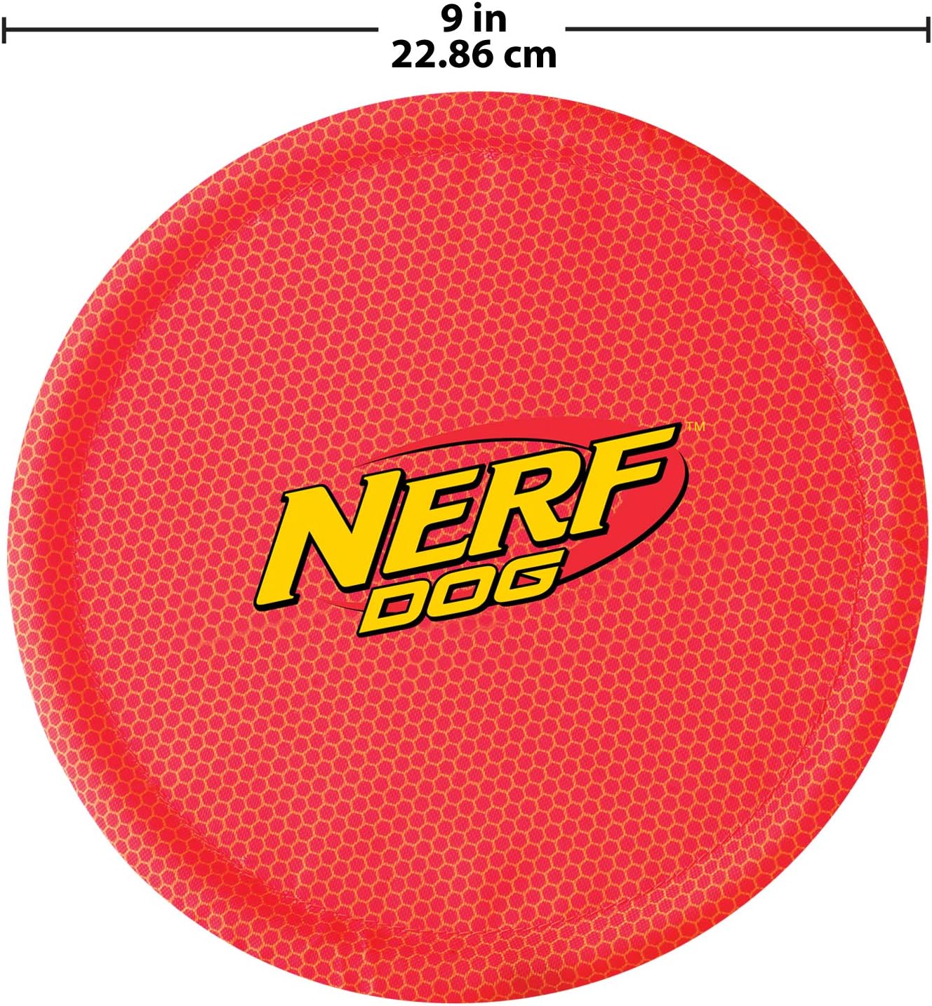 Nerf Dog Nylon Flyer Dog Toy, Flying Disc, Lightweight, Durable and Water Resistant, Great for Beach and Pool, 9 inch Diameter, for Medium/Large Breeds, Two Pack, Orange and Red (8959)