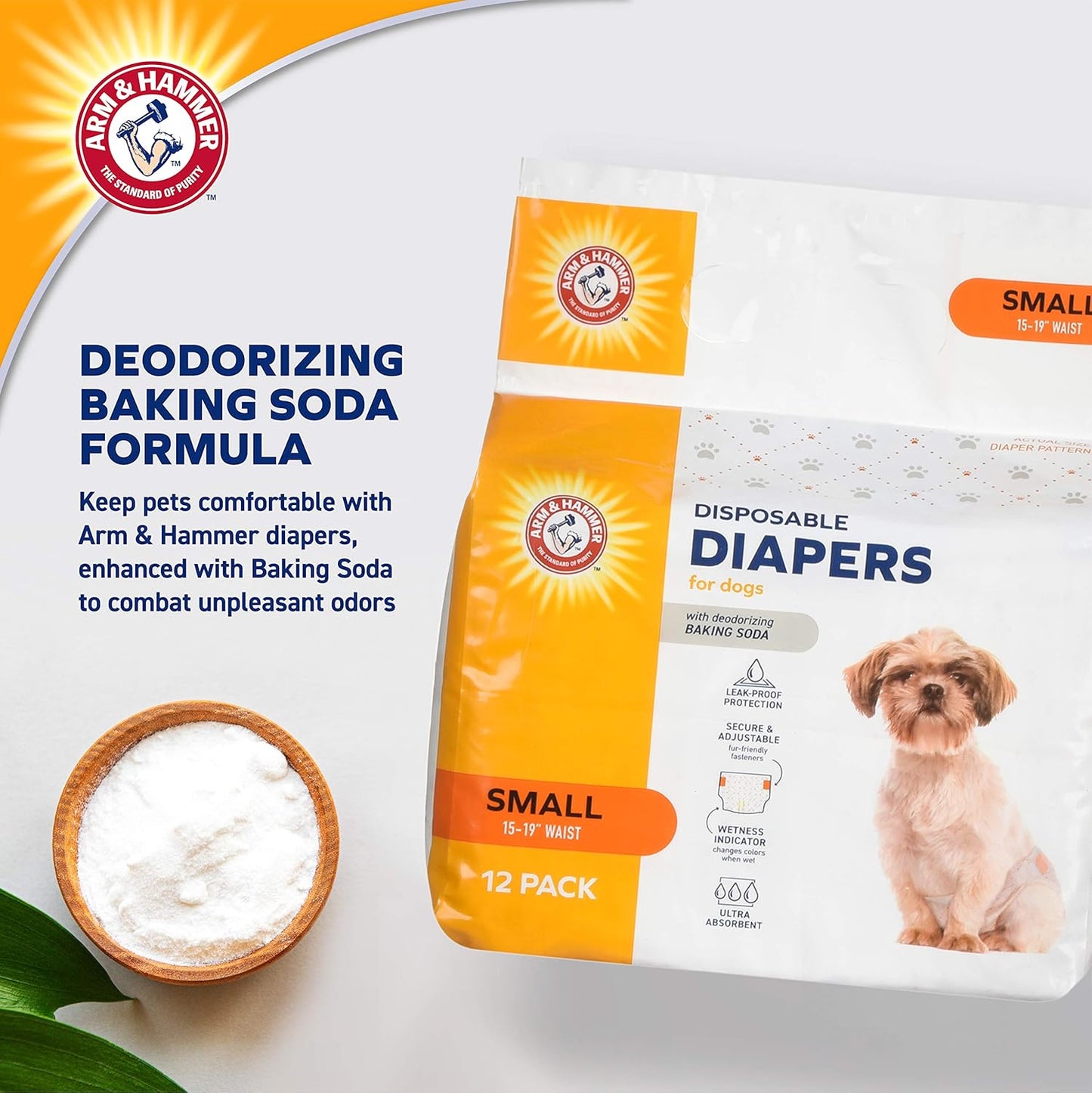 Arm & Hammer for Pets for Pets Female Dog Diapers, Size Small, Ultra-Absorbent, Adjustable Girl Dog Diapers with Leak-Proof Protection and Wetness Indicator (Pack of 6, 72 Count Total)