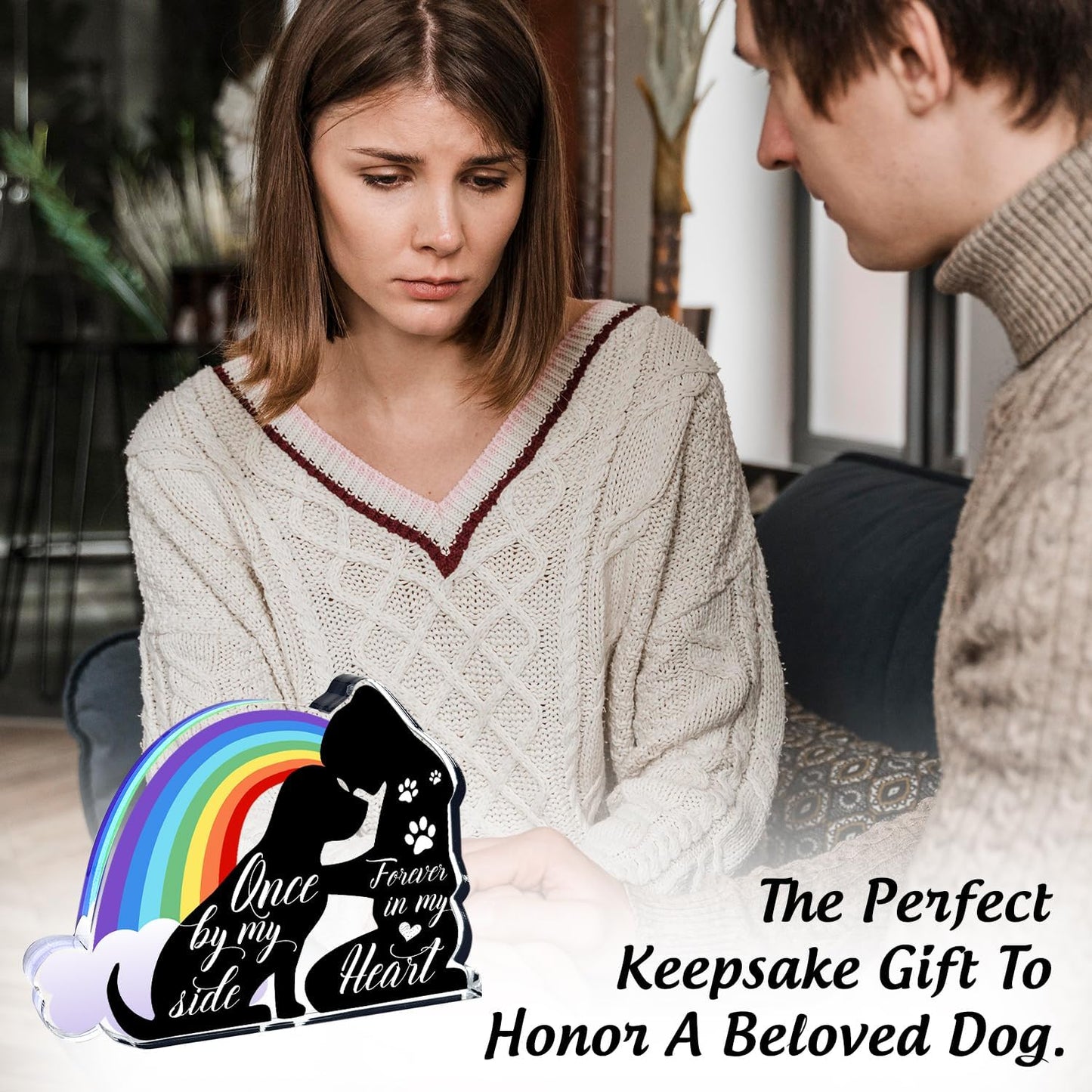 Pet Sympathy Gifts, Condolences Gifts for Pet Loss Remembrance, Sympathy Gifts for Loss of Dog, Condolences Gift for Remembrance, Bereavement Gift for Loss Pet, Pet Memorial Acrylic Rainbow Bridge