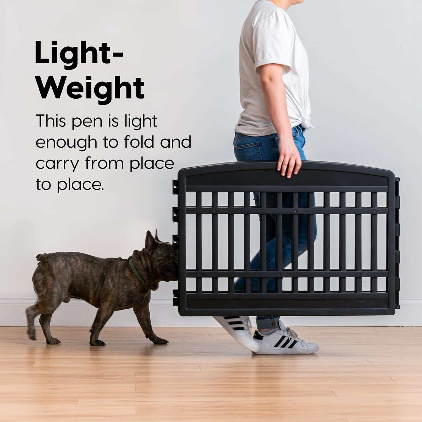 IRIS USA 24" 6-Panel Dog Playpen with Door, 61 x 61 x 24, Puppy Playpen, Dog Play Pen Indoors, Pet Fence, Puppies/Small Dogs, Black