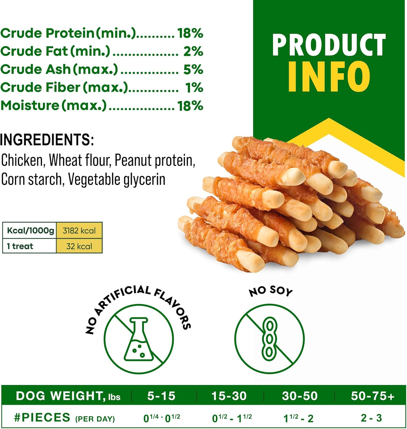 Dog Treats Biscuits Sticks Chicken Wrapped Human Grade Meat 10.6 oz - Natural Dried Snacks Rawhide - Free & Grain Free Long Lasting Chews for Large & Small Dogs - Best for Training & Healthy Teeth