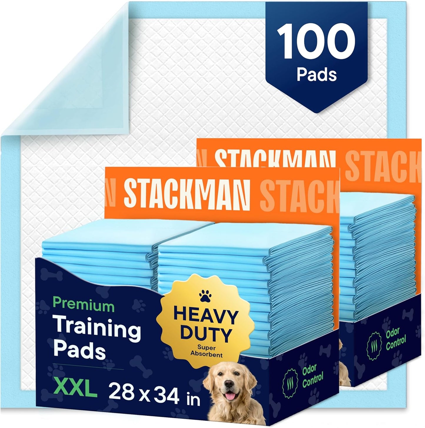 Puppy Pads XL 28x34 [100-COUNT] Pet Training Pad 28" x 34" Leak-Proof Pee Pads - Extra Large Quick-Dry Dog Pads - Heavy Duty Super Absorbent Wee Pad Bulk-Pack