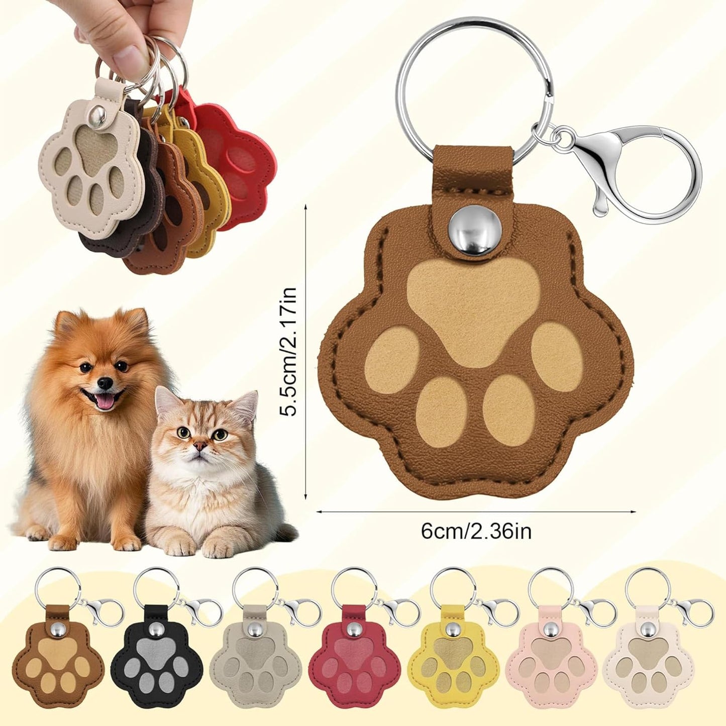 Custom Pet Dog Hair Keychain - Dog/Cat Fur Storage Keepsake, Paw Print Leather Keychain for Memorial Gifts for Pet Lovers, Portable Pet Fur Collector Charm for Keys, Bag, or Purse