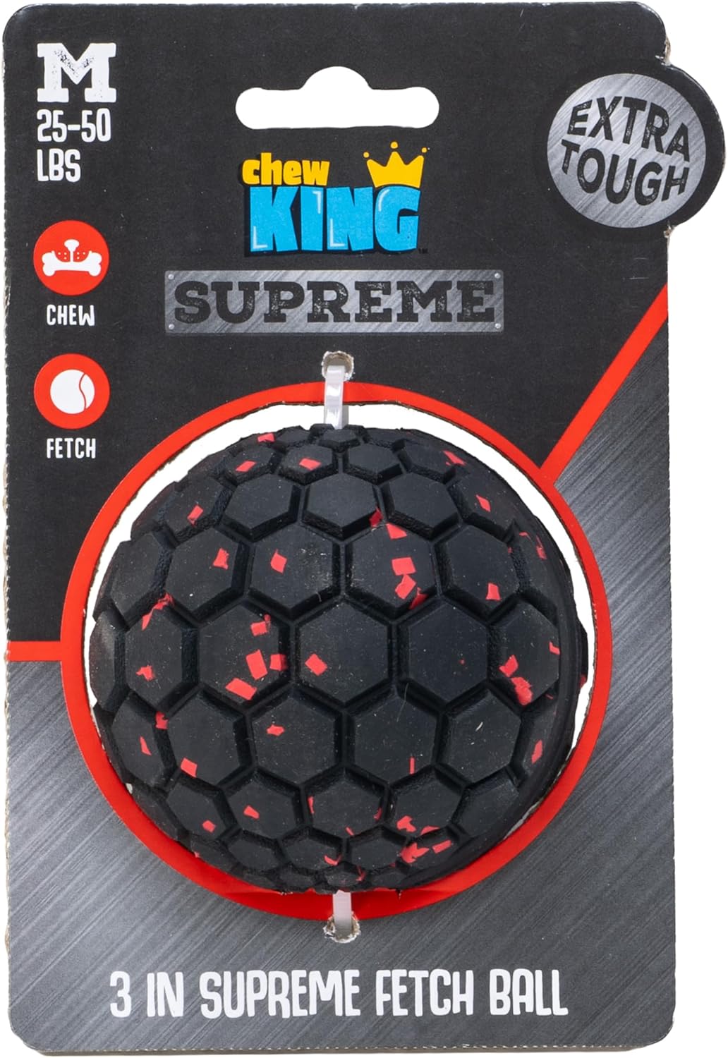 Chew King Supreme Dog Toy Collection, Medium 3" Supreme Fetch Ball