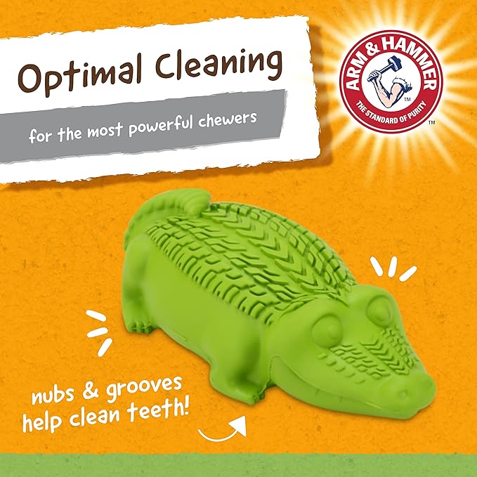 Arm & Hammer for Pets Super Treadz Gator Chew Toy - Best Chew Toys Reduce Plaque & Tartar Buildup Without Brushing - for Dogs up to 35 Lbs (Pack of 12)