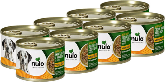 Nulo Ancient Grains Savory Stew with Whole Ingredients Puppy & Dog Food, Chicken, Tilapia, and Duck in Broth, 6.0 Ounce, 8 Cans