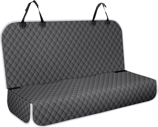 Backseat Cover for Dogs, Waterproof and Non-Slip Pet Bench Seat Covers, Car Seat Protector for Back Seat, Universal Size Rear Car Seat Cover Fits Cars, Trucks and SUVs, L-Charcoal Grey&Grey