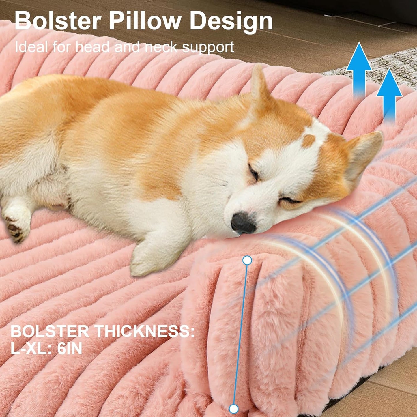 Luxurious Dog Couch Bed, Washable Calming Dog Couch Cover, Removable Couch Protector for Dogs, Waterproof Sofa Bed, Pet Bed Mats for Couch, Pet Couch Covers for Sofa(Pink, XXL)