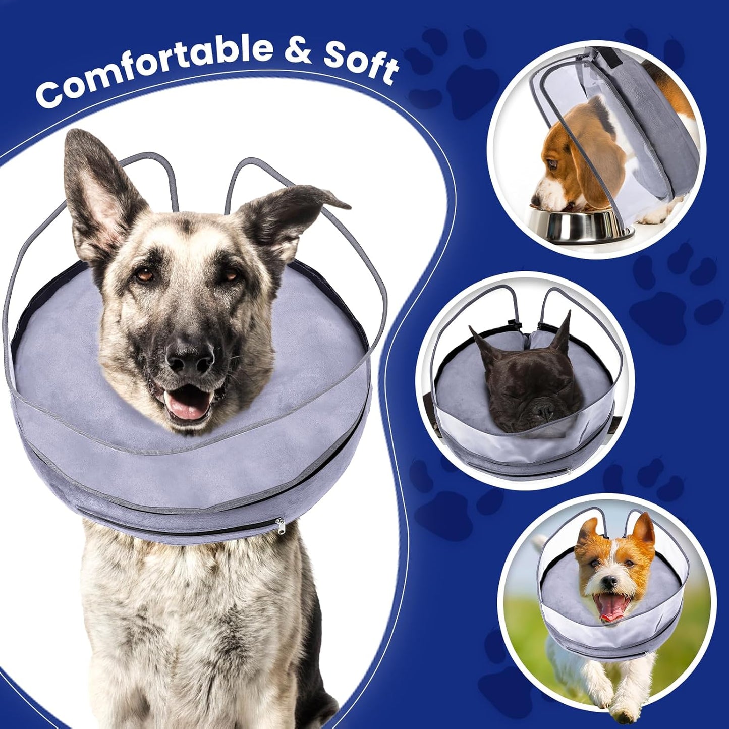 BARKLESS Dog Cone, Inflatable Dog Cone After Surgery for Large Breeds, Soft Surgery Collar with Enhanced Anti-Licking Guard Shield for Pets, Patented Protective Donut Collar