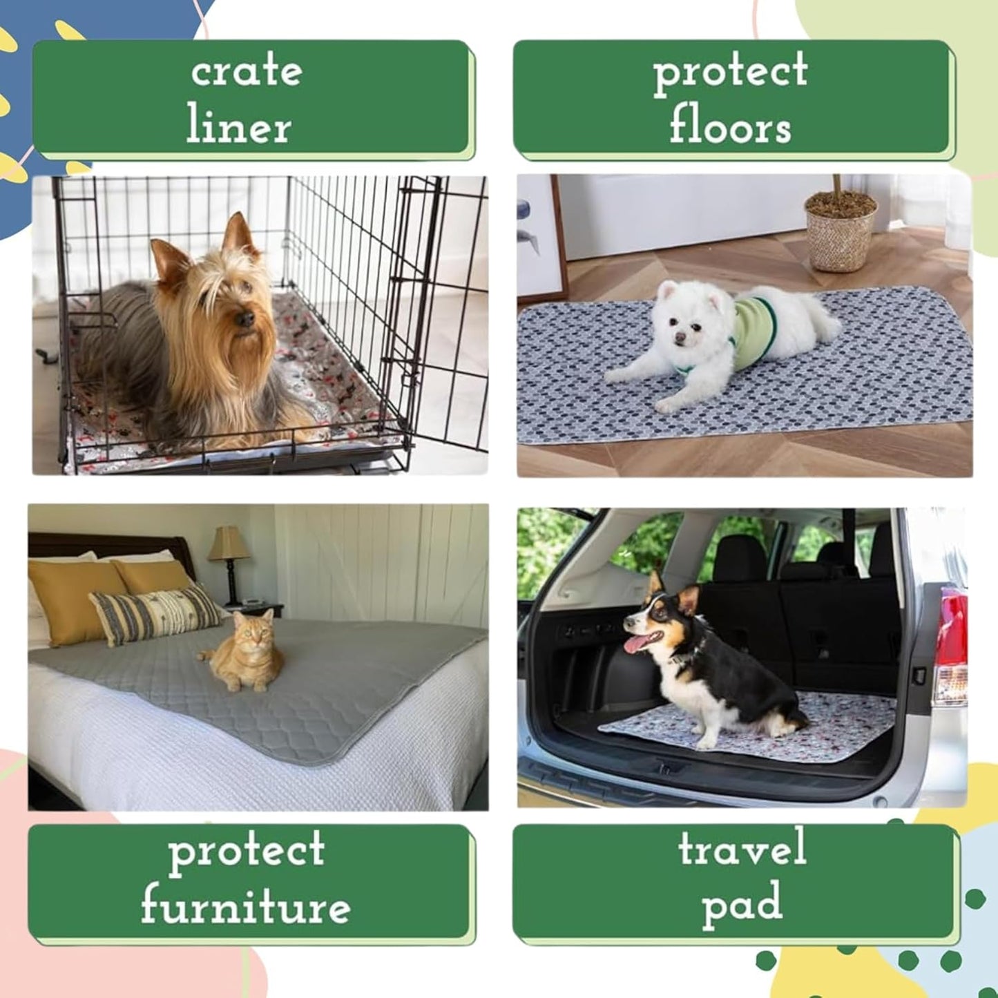 Caldwell's Pet Supply Co. 30x36 Potty Pads, Washable Pee Pads for Dogs, Reusable Pee Pad for Dogs, Puppy Potty Mat, Whelping Rug, Reusable Puppy Mat, Waterproof Rug for Dog, Medium (Set of 2)