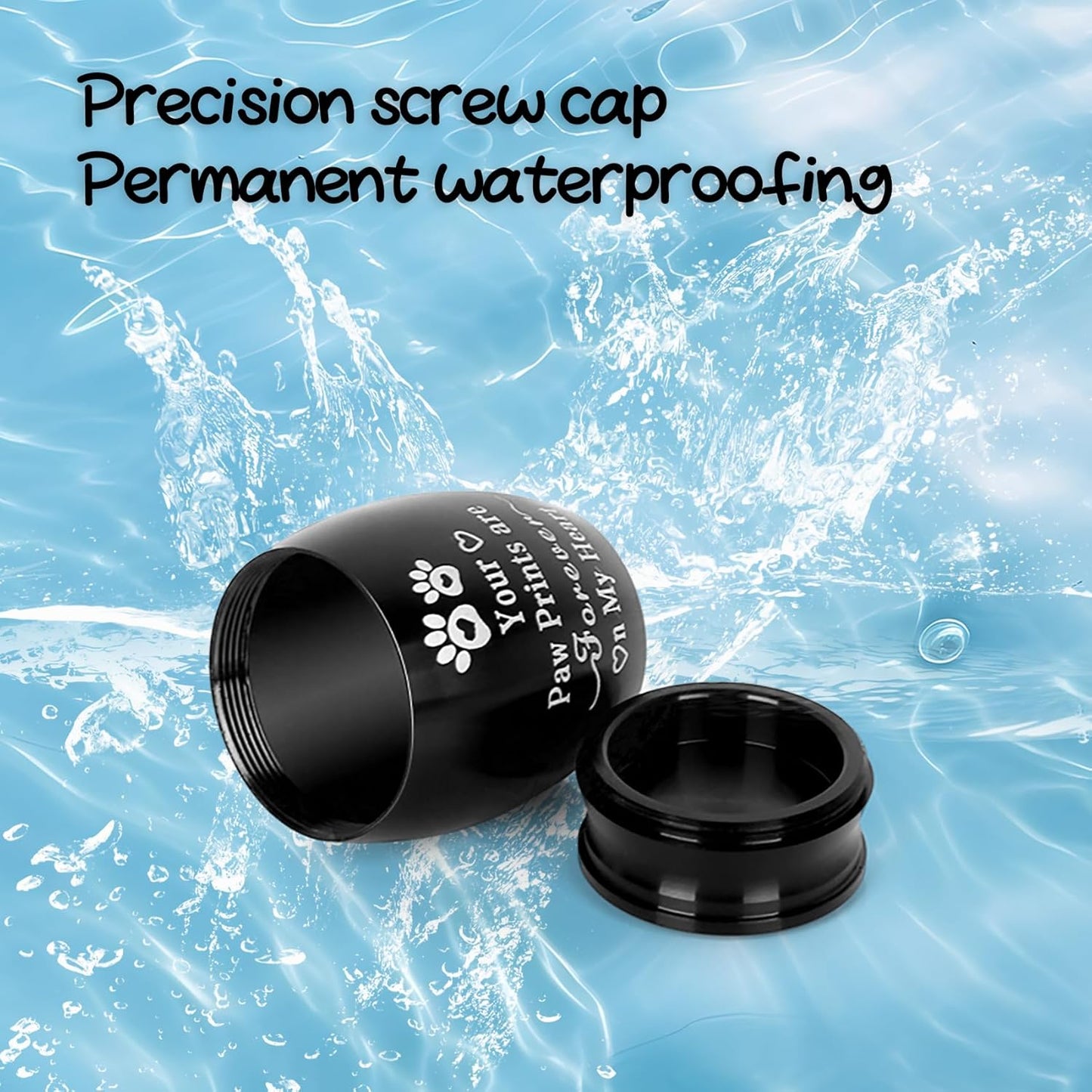 1.57 inches Small Black Pet Urn for Ashes – Keepsake Aluminum Memorial Urn with Engraved Paw Print Design – Ideal for Cats, Dogs & Tiny Pets