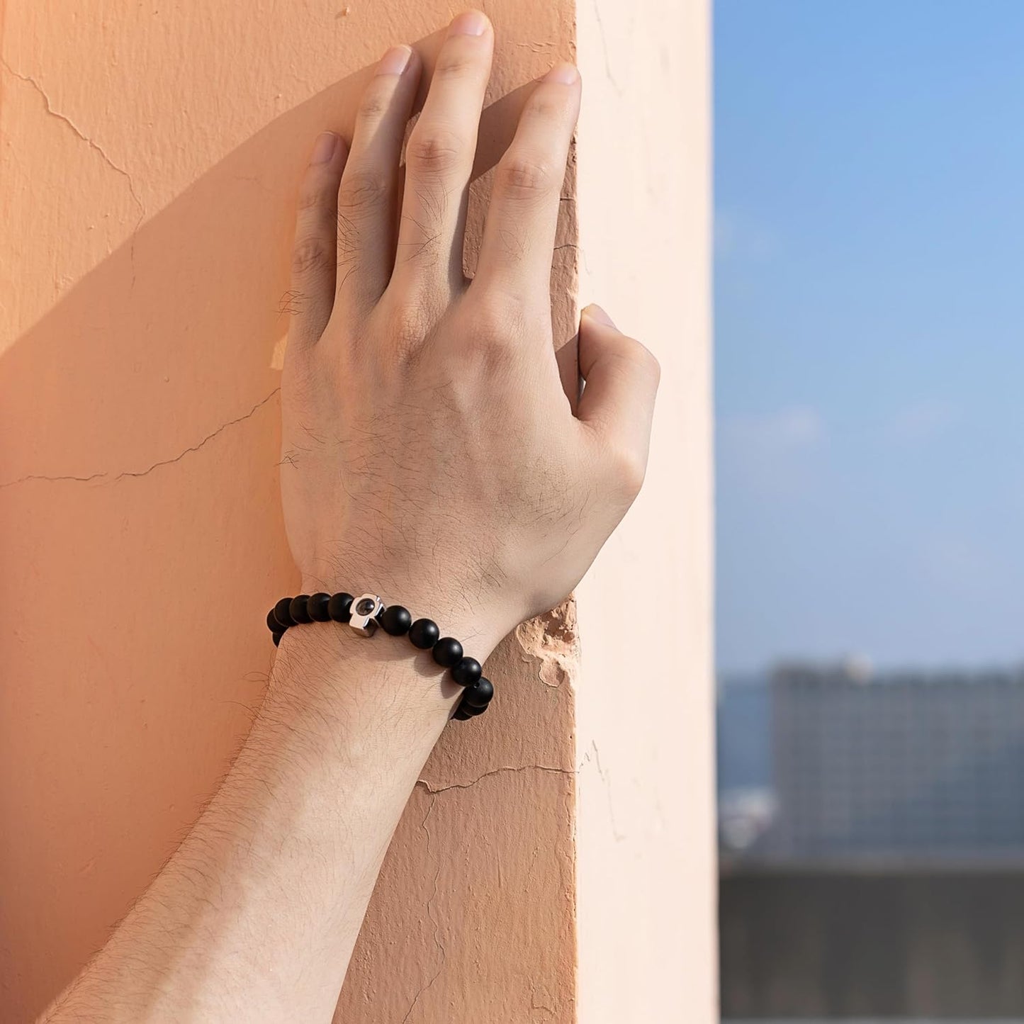 EMIRISTIC Custom Photo Bracelet - Personalized Picture Natural Stone Cuban Chain Bracelet - Any Special Day Gifts