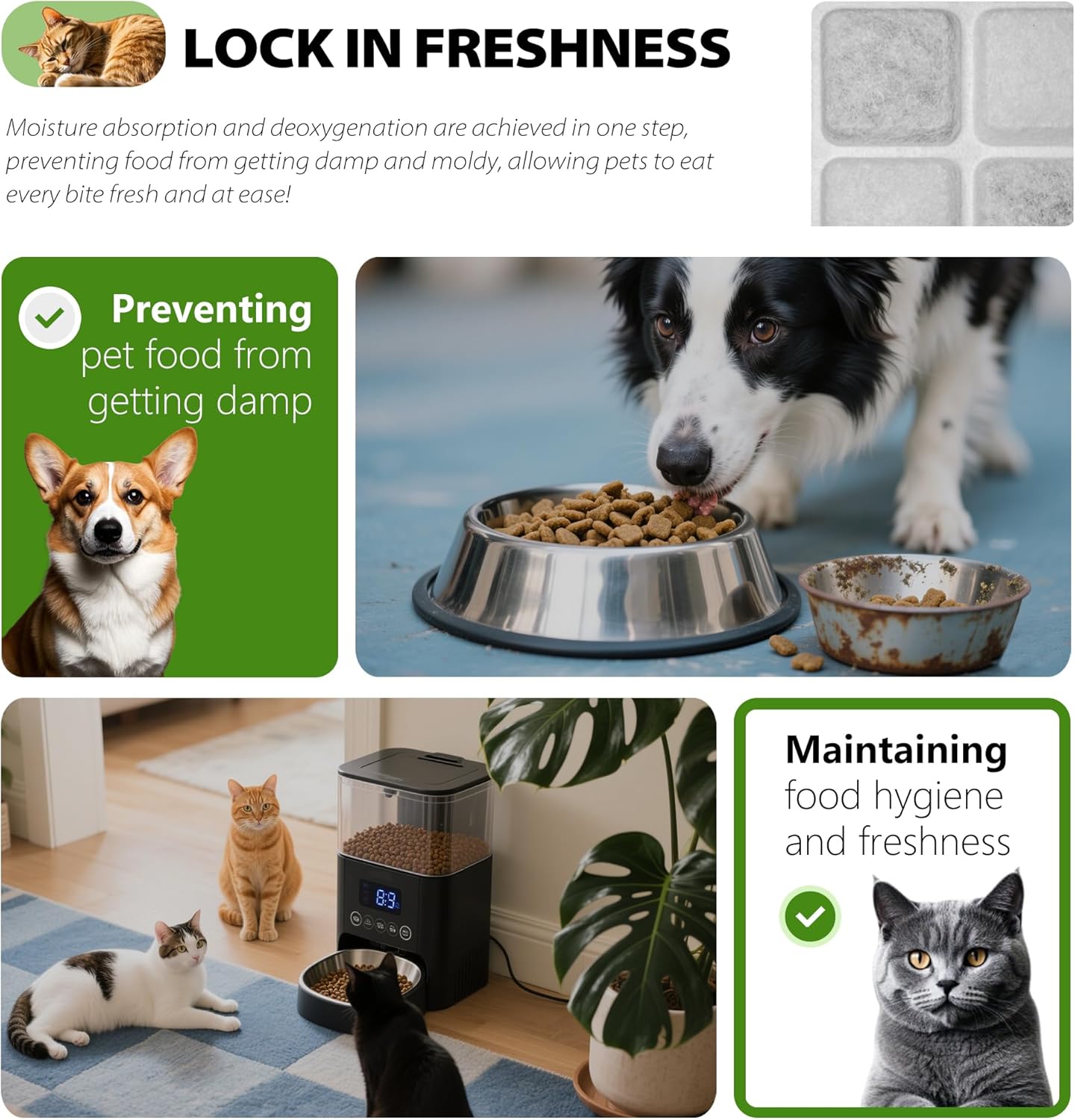 6-Pack Pet Food Desiccant Bag Replacement Compatible with PETLIBRO Automatic Cat & Dog Feeders, Keep Pet Food Dry & Fresh, Fits Model PLAF001, 002, 005, 006, 101, 103, 203 & 301