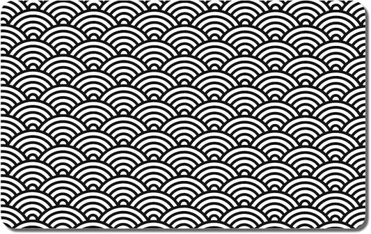 Rnivvi Dog Food Mat, 12" x 19" Absorbent Dog Cat Bowl Mat for Food and Water, Cute Anti-Slip Rubber Pet Feeding Rug Protect Floors, Puppy Placemat for Feeding & Watering Supplies,Gray Rounded Wave