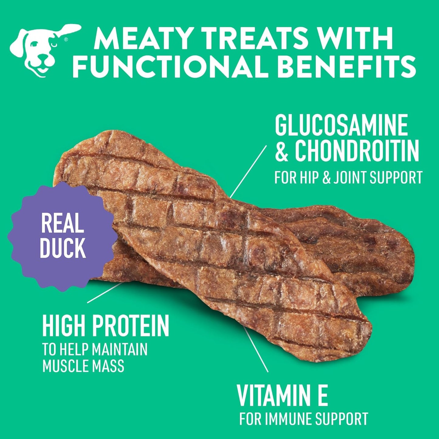 DOGSWELL 100% Grilled Meat Dog Treats, Made in The USA with Glucosamine, Chondroitin & New Zealand Green Mussel for Healthy Hips, 20 oz. Duck